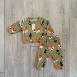 Fox Print Kids Lounge Set - Green
